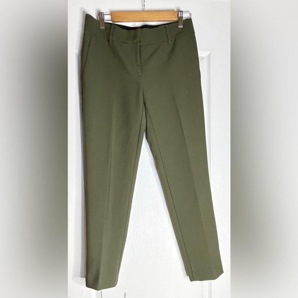 Ann Taylor Olive Green Slim Ankle Dress Pants Size 2 Career Stretch Office